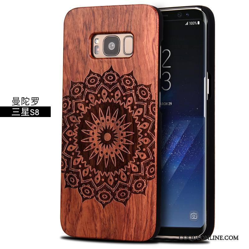 Samsung Galaxy S8 Coque Totem Personnalité Rouge Sculpture Bois Massif Incassable