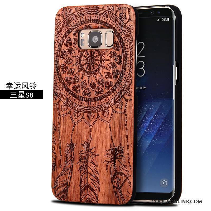 Samsung Galaxy S8 Coque Totem Personnalité Rouge Sculpture Bois Massif Incassable