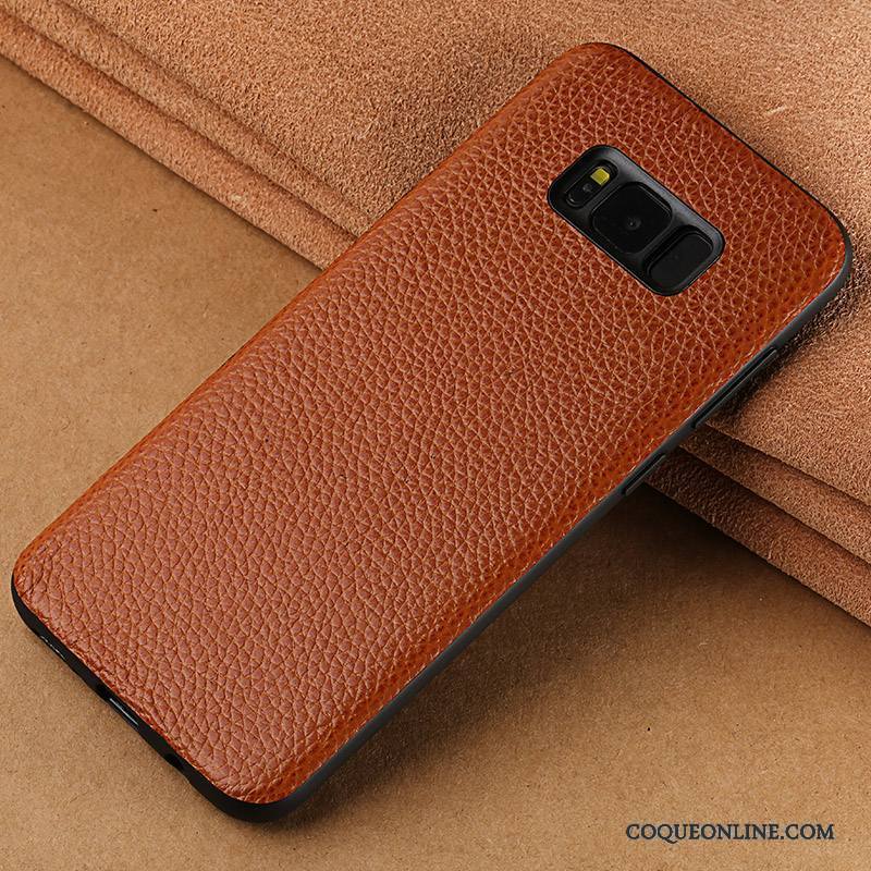 Samsung Galaxy S8+ Coque Étoile Créatif Fluide Doux Cuir Véritable Luxe Incassable Vin Rouge