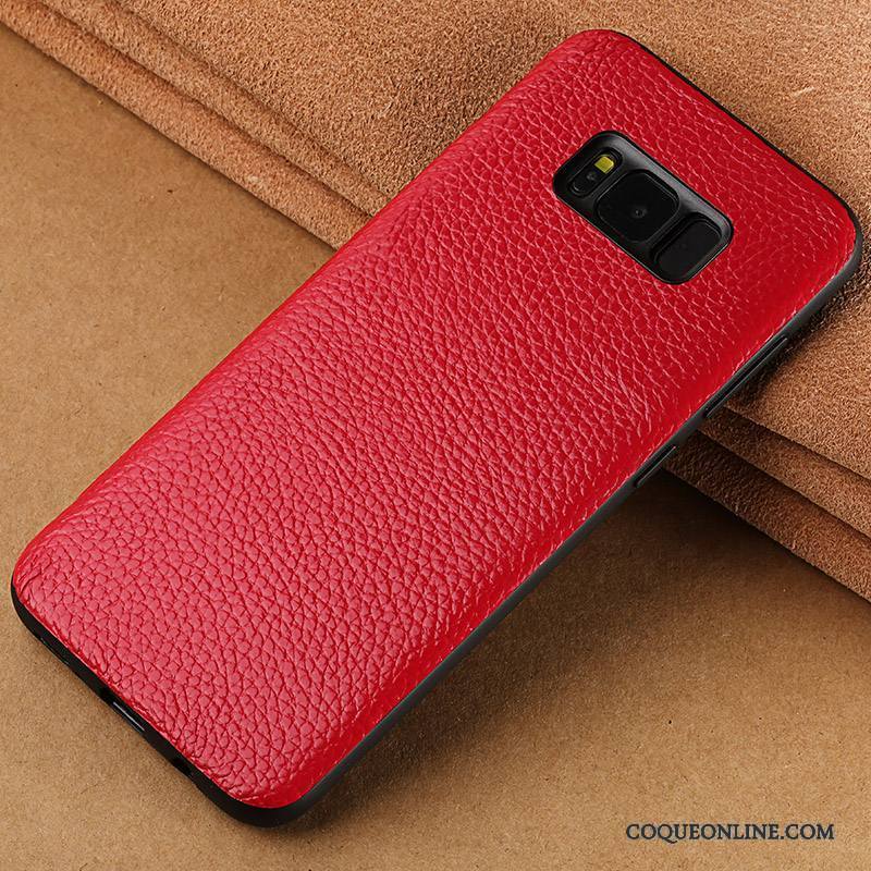 Samsung Galaxy S8+ Coque Étoile Créatif Fluide Doux Cuir Véritable Luxe Incassable Vin Rouge