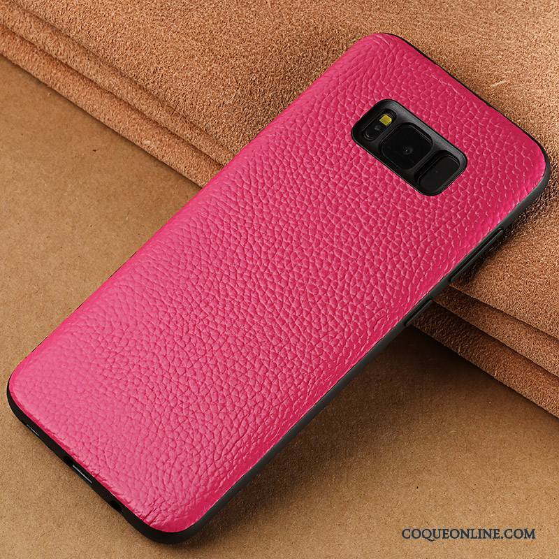 Samsung Galaxy S8+ Coque Étoile Créatif Fluide Doux Cuir Véritable Luxe Incassable Vin Rouge