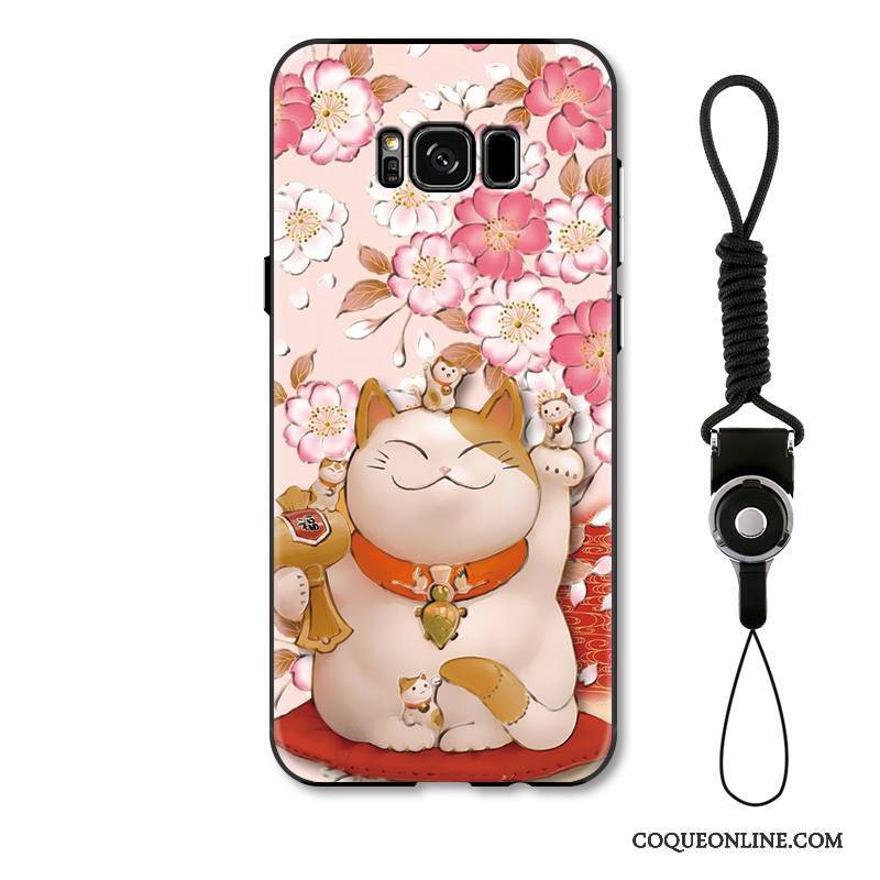 Samsung Galaxy S8 Coque Étui Richesse Chat Protection Blanc Dessin Animé Gaufrage