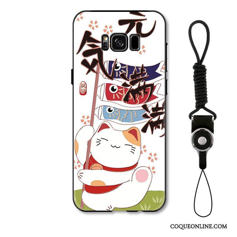 Samsung Galaxy S8 Coque Étui Richesse Chat Protection Blanc Dessin Animé Gaufrage