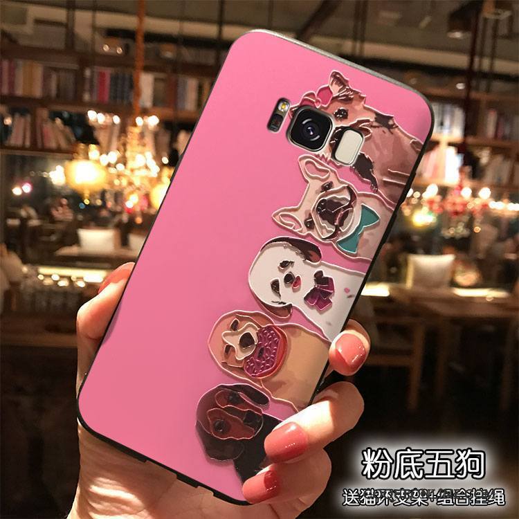 Samsung Galaxy S8+ Dessin Animé Coque De Téléphone Silicone Rose Étui Étoile Ornements Suspendus