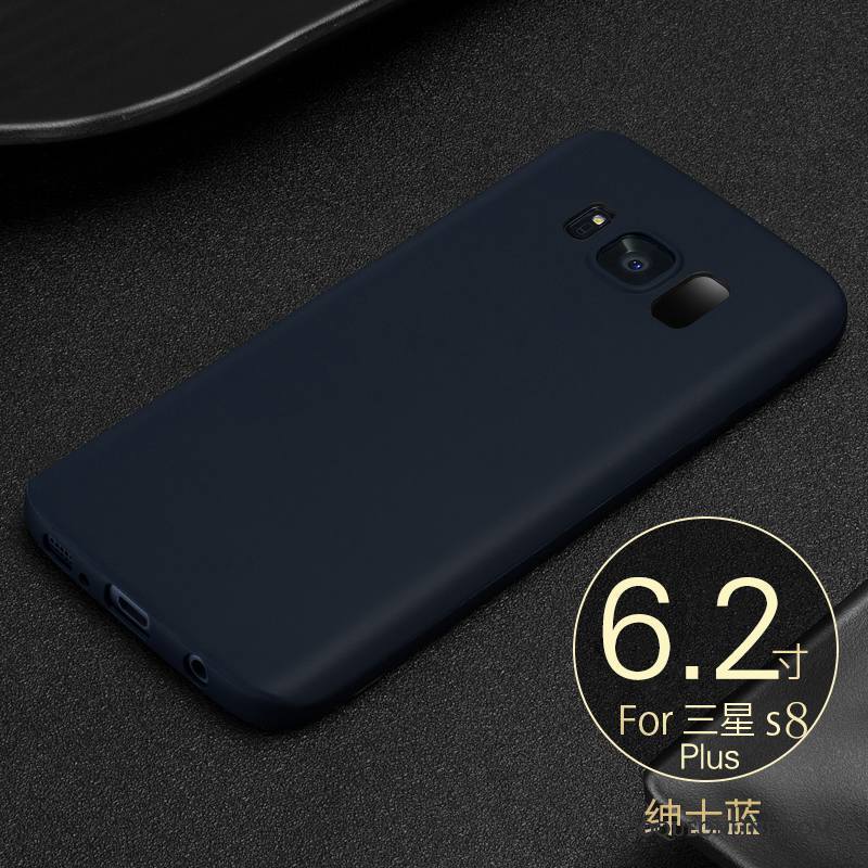 Samsung Galaxy S8+ Délavé En Daim Simple Très Mince Étoile Coque De Téléphone Bleu Marin Fluide Doux