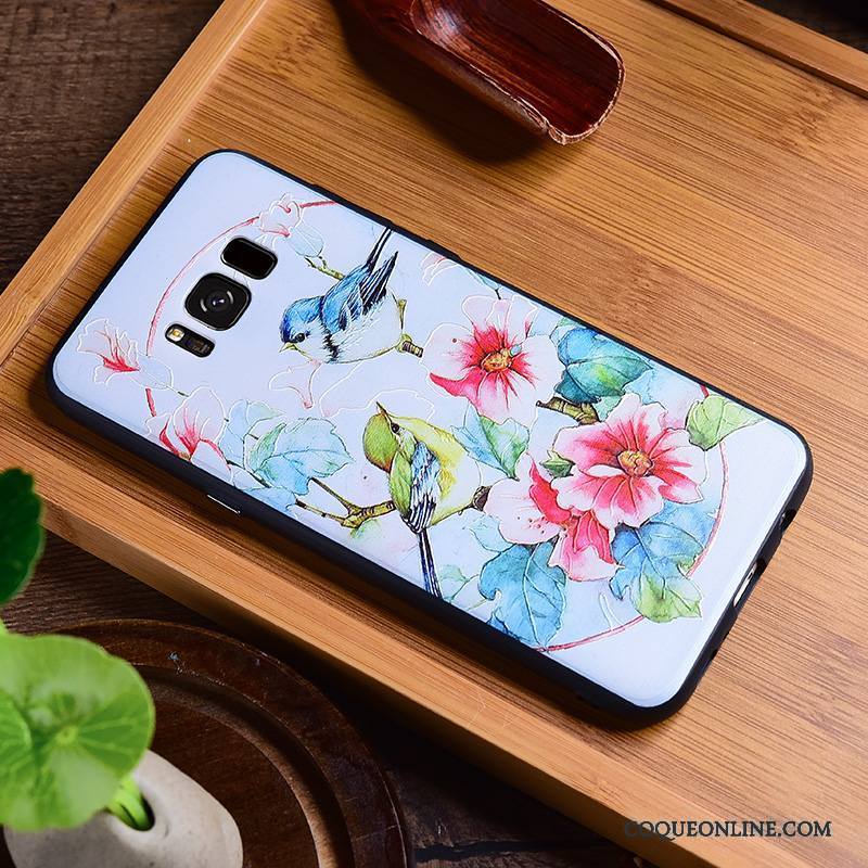 Samsung Galaxy S8 Gaufrage Coque De Téléphone Créatif Vintage Personnalité Style Chinois Bleu