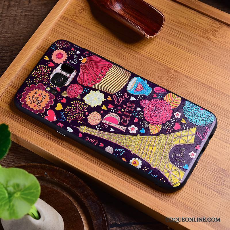 Samsung Galaxy S8 Gaufrage Coque De Téléphone Créatif Vintage Personnalité Style Chinois Bleu