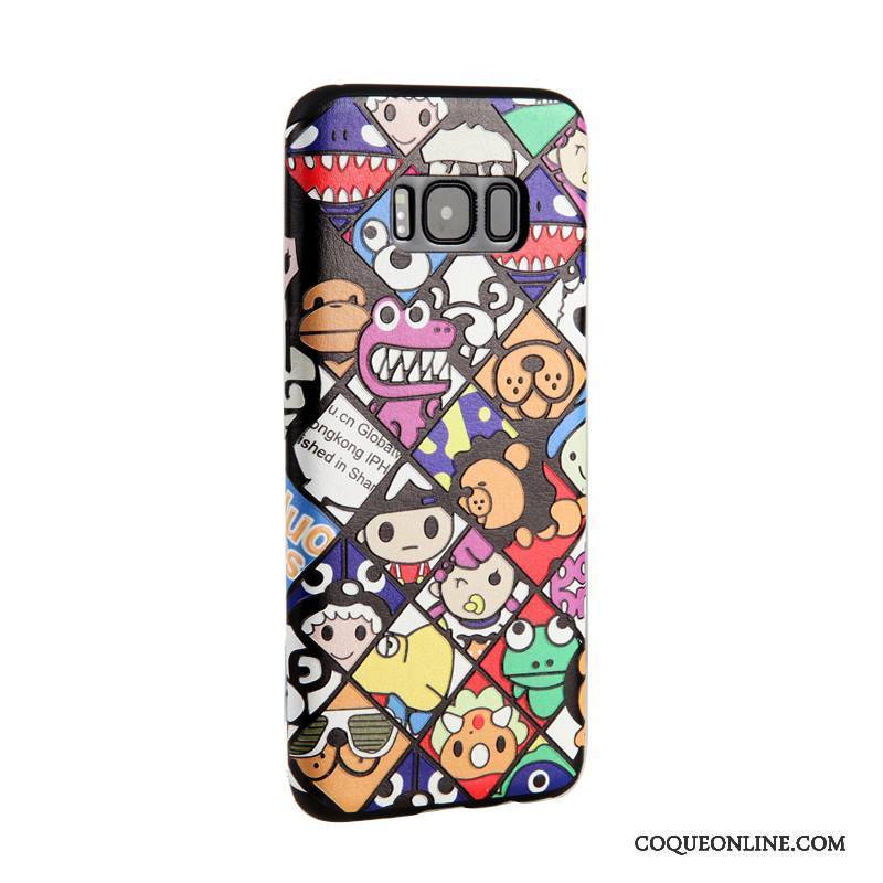 Samsung Galaxy S8+ Gaufrage Étui Fluide Doux Noir Tendance Dessin Animé Coque De Téléphone