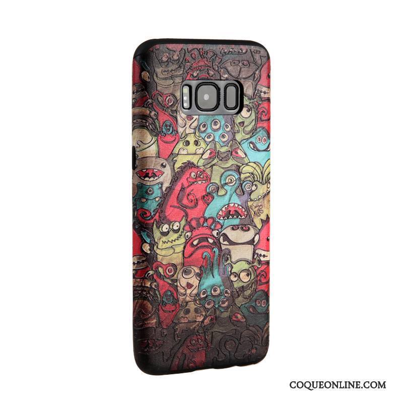 Samsung Galaxy S8+ Gaufrage Étui Fluide Doux Noir Tendance Dessin Animé Coque De Téléphone