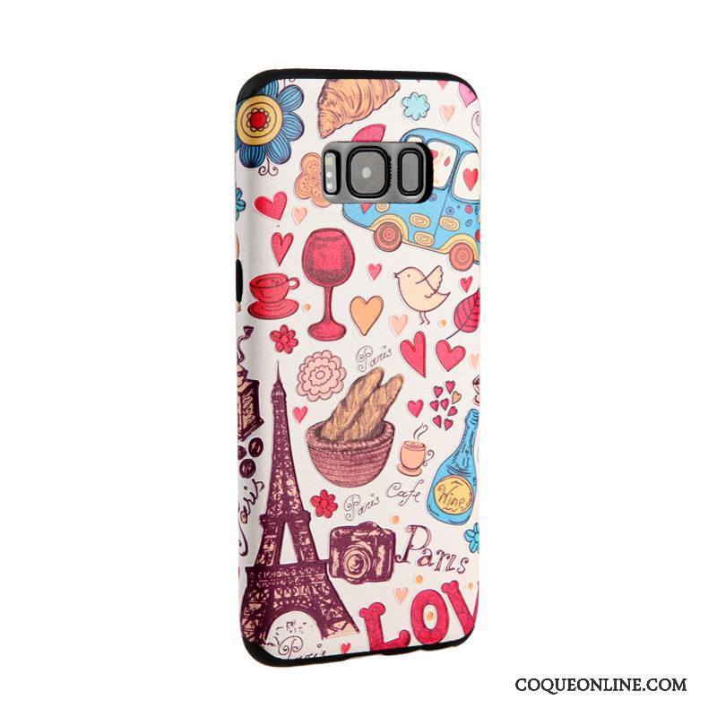 Samsung Galaxy S8+ Gaufrage Étui Fluide Doux Noir Tendance Dessin Animé Coque De Téléphone