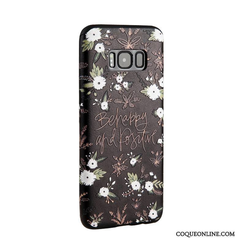 Samsung Galaxy S8+ Gaufrage Étui Fluide Doux Noir Tendance Dessin Animé Coque De Téléphone