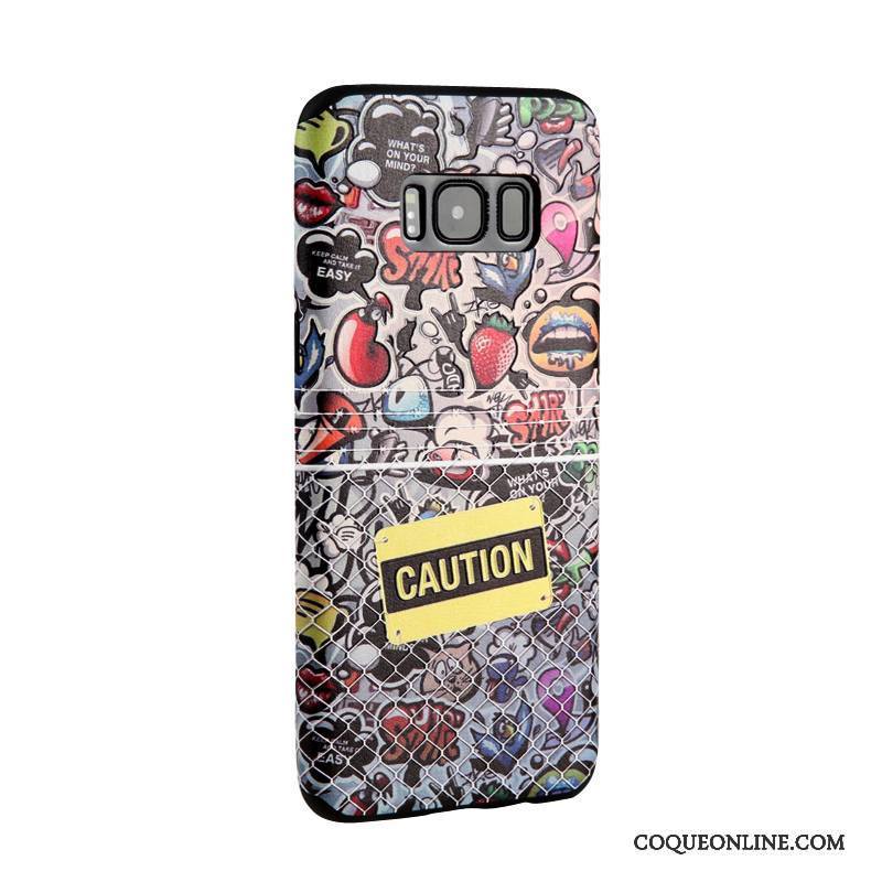 Samsung Galaxy S8+ Gaufrage Étui Fluide Doux Noir Tendance Dessin Animé Coque De Téléphone