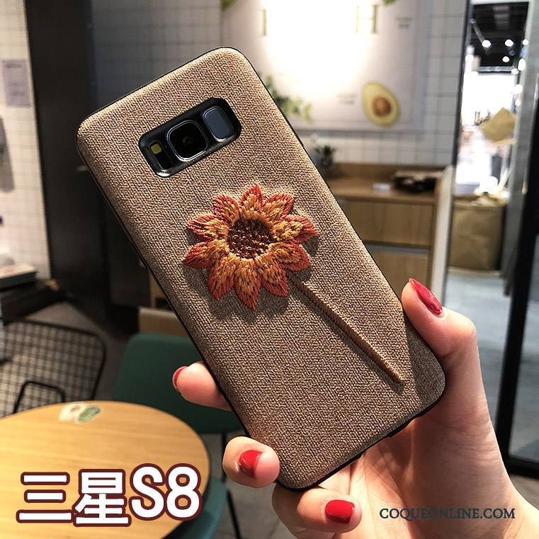 Samsung Galaxy S8 Incassable Kaki Étoile Nouveau Téléphone Portable Broderie Coque