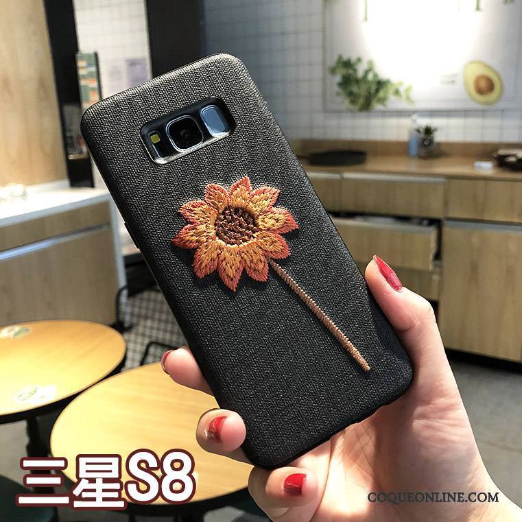 Samsung Galaxy S8 Incassable Kaki Étoile Nouveau Téléphone Portable Broderie Coque