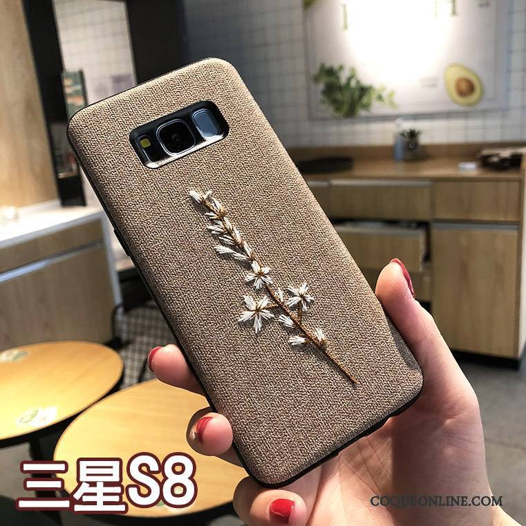 Samsung Galaxy S8 Incassable Kaki Étoile Nouveau Téléphone Portable Broderie Coque