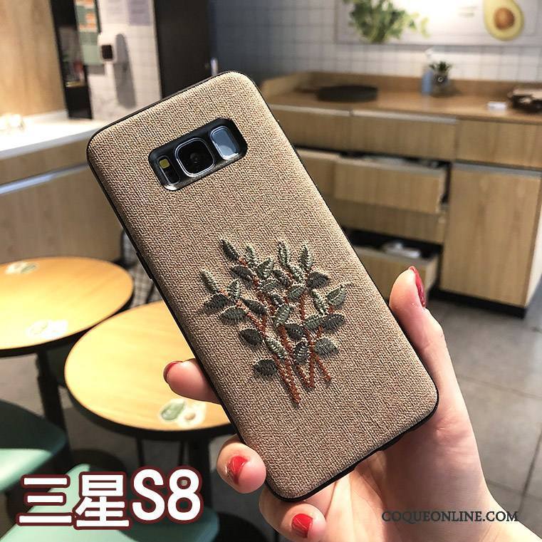 Samsung Galaxy S8 Incassable Kaki Étoile Nouveau Téléphone Portable Broderie Coque