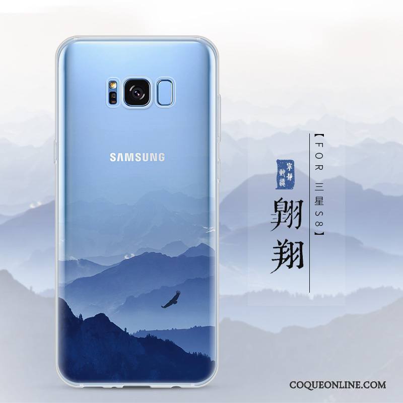 Samsung Galaxy S8 Incassable Protection Transparent Bleu Coque De Téléphone Étoile Tendance