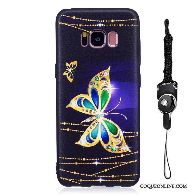 Samsung Galaxy S8+ Noir Fluide Doux Peinture Étoile Coque De Téléphone Protection Délavé En Daim