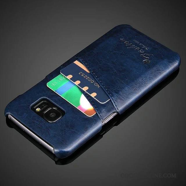 Samsung Galaxy S8+ Protection Couvercle Arrière Cuir Véritable Coque De Téléphone Bleu Étui Étoile