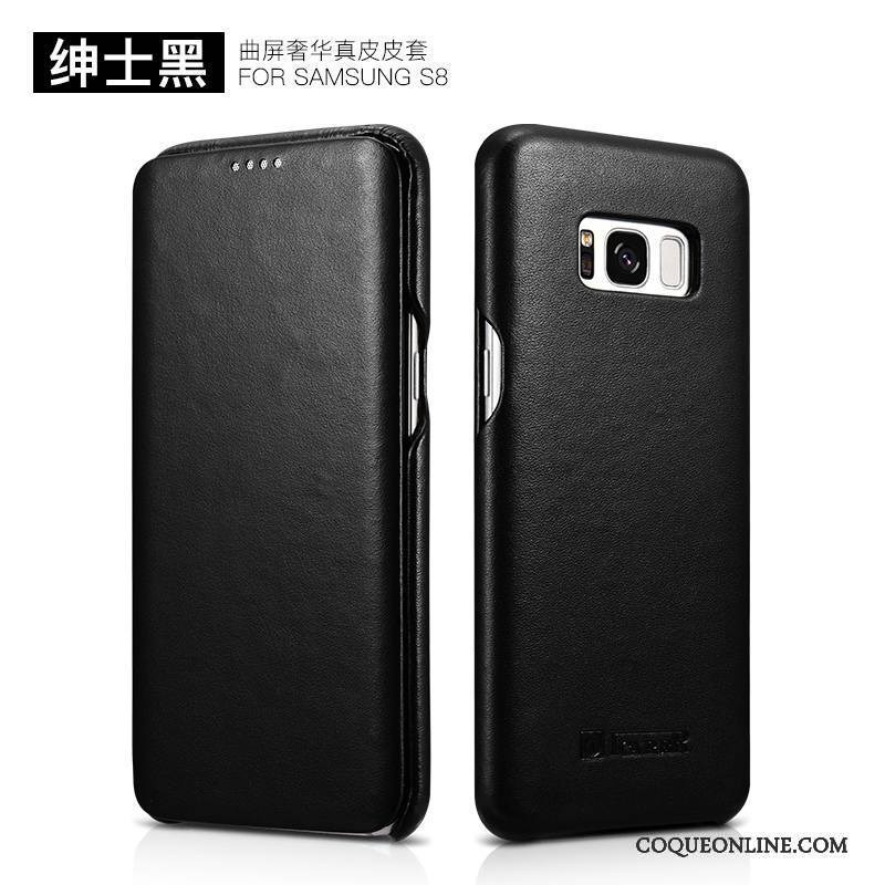 Samsung Galaxy S8+ Protection Cuir Véritable Étui En Cuir Noir Tendance Coque De Téléphone Étoile