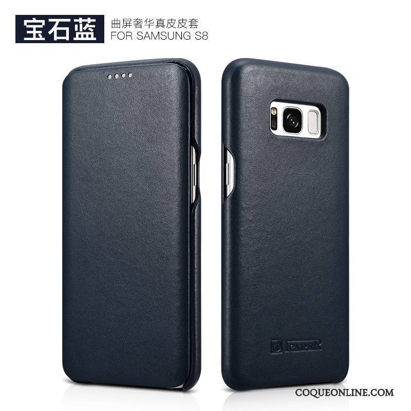 Samsung Galaxy S8+ Protection Cuir Véritable Étui En Cuir Noir Tendance Coque De Téléphone Étoile