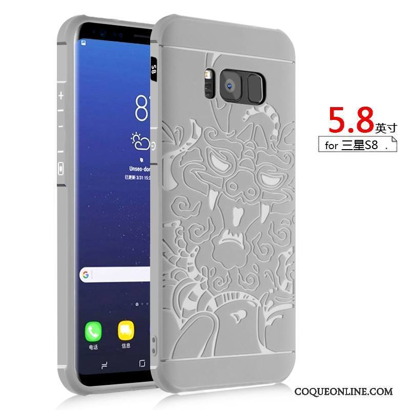 Samsung Galaxy S8+ Tout Compris Fluide Doux Étui Coque De Téléphone Gris Tendance Incassable