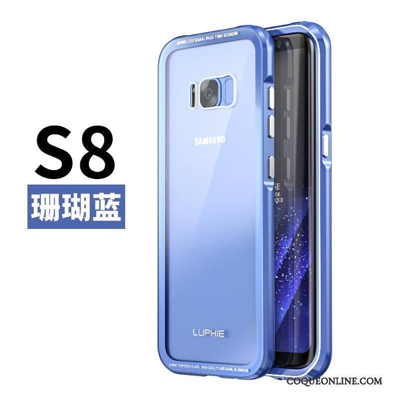 Samsung Galaxy S8 Étoile Coque Protection Étui Bleu Verre Trempé De Téléphone