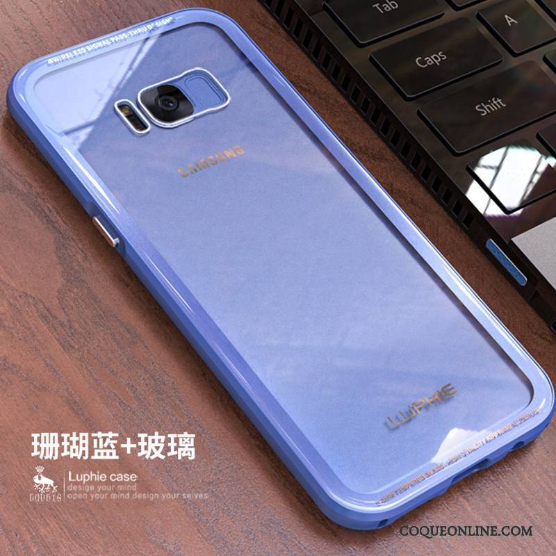 Samsung Galaxy S8 Étoile Coque Protection Étui Bleu Verre Trempé De Téléphone