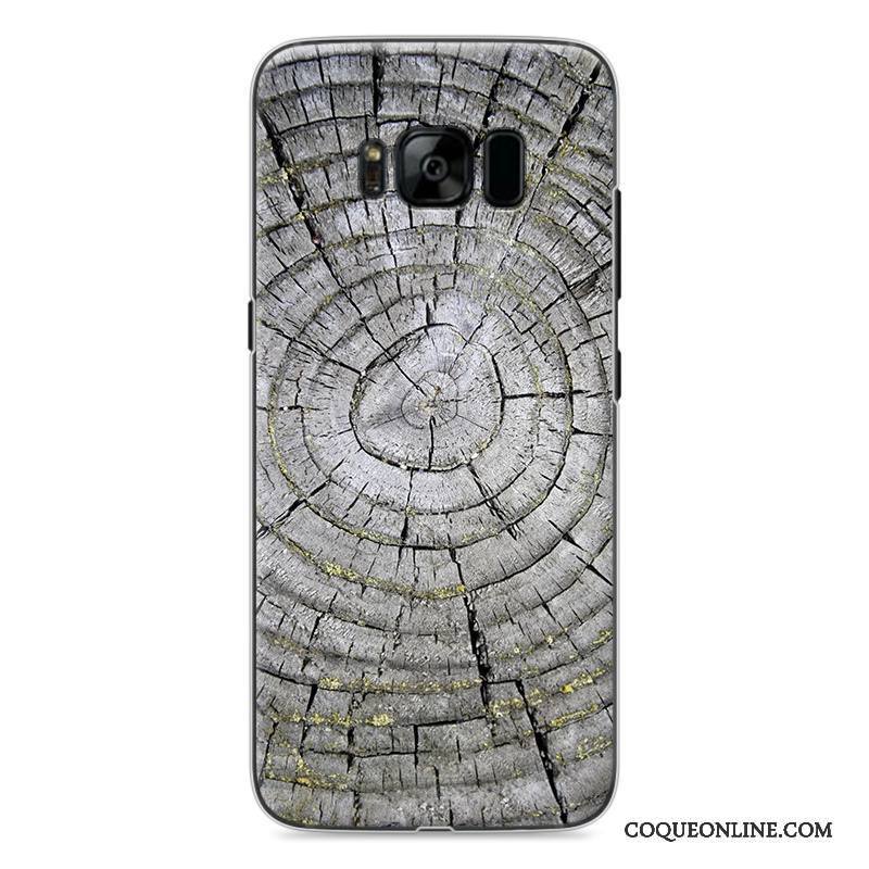 Samsung Galaxy S8 Étui Grain De Bois Personnalité Peinture Gris Étoile Coque De Téléphone