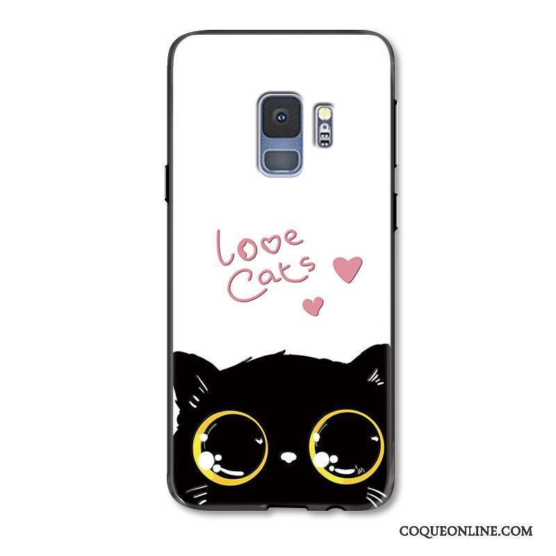 Samsung Galaxy S9 Coque Chat Noir Étoile Amoureux Tendance Protection Peinture