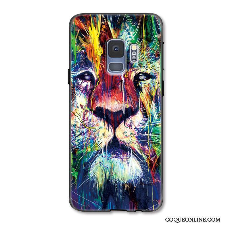 Samsung Galaxy S9+ Coque De Téléphone Lion Animal Luxe Gaufrage Étui Créatif