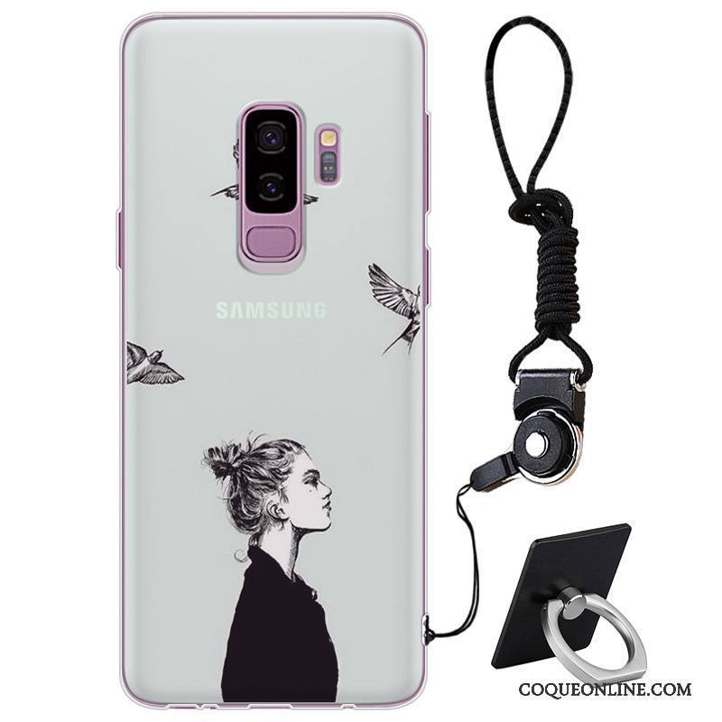 Samsung Galaxy S9+ Coque De Téléphone Silicone Étoile Protection Marque De Tendance Violet Personnalité