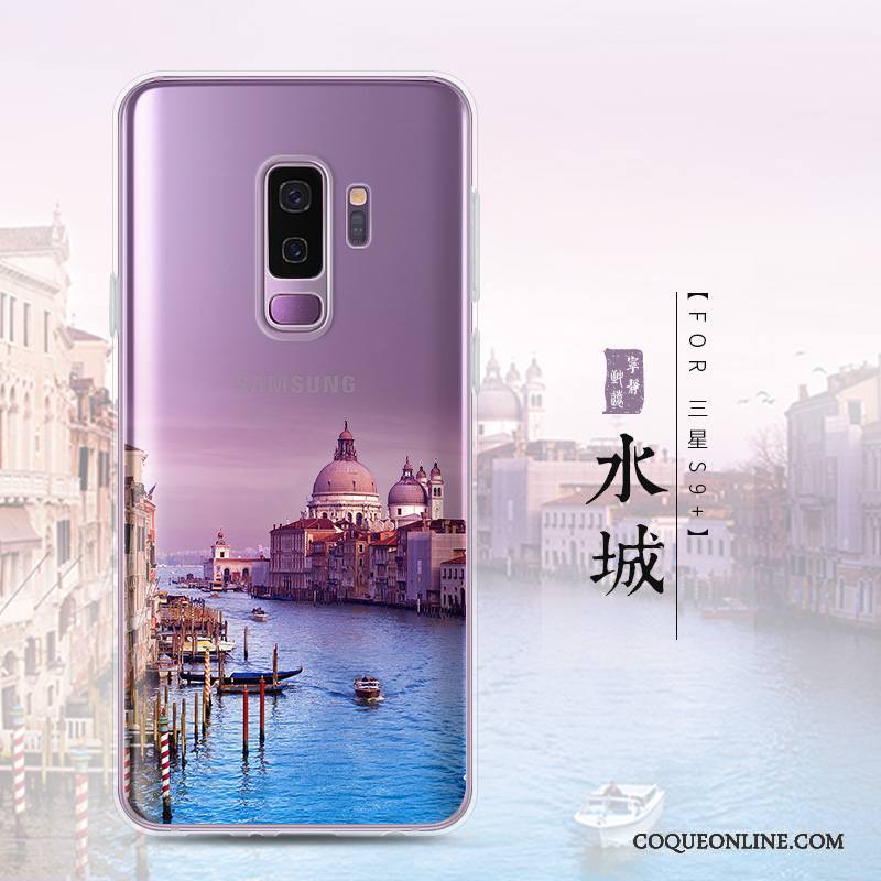 Samsung Galaxy S9+ Coque De Téléphone Transparent Incassable Fluide Doux Paysage Créatif Silicone