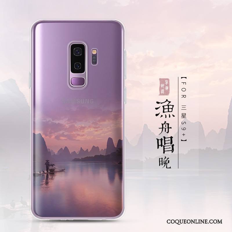 Samsung Galaxy S9+ Coque De Téléphone Transparent Incassable Fluide Doux Paysage Créatif Silicone