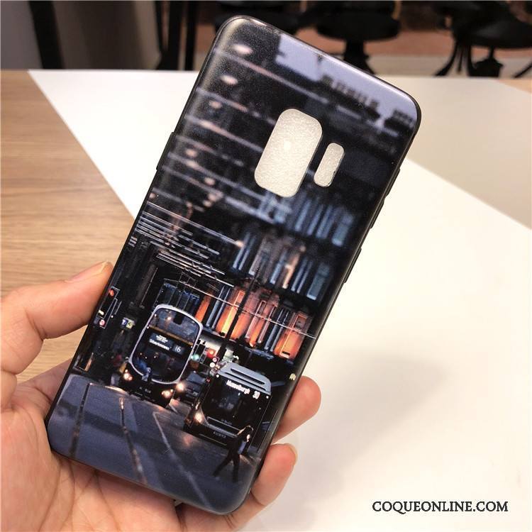 Samsung Galaxy S9+ Coque Fluide Doux Bleu Clair Délavé En Daim Étui Protection Charmant Tout Compris