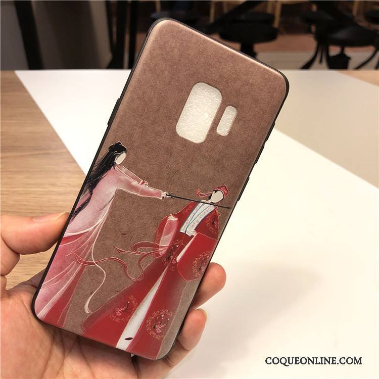 Samsung Galaxy S9+ Coque Fluide Doux Bleu Clair Délavé En Daim Étui Protection Charmant Tout Compris