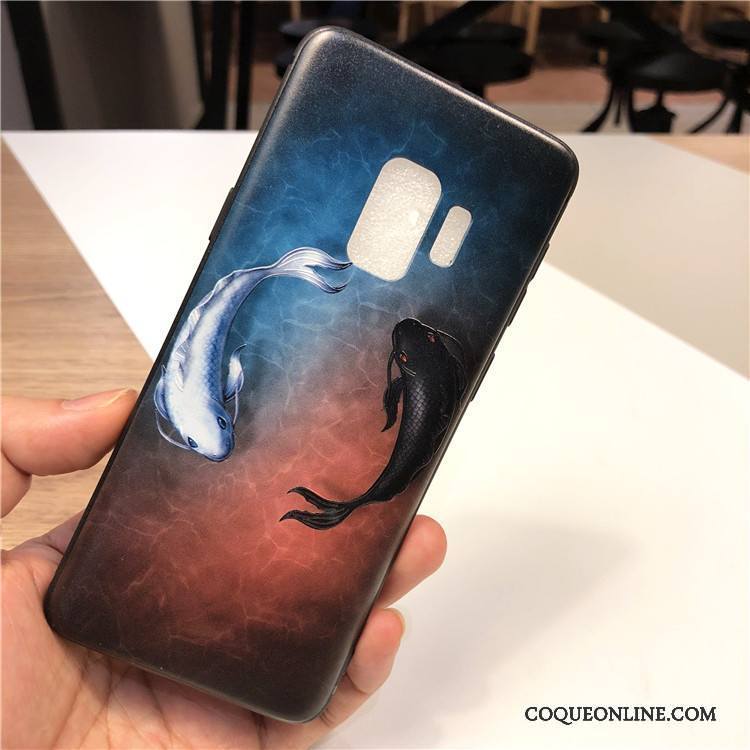 Samsung Galaxy S9+ Coque Fluide Doux Bleu Clair Délavé En Daim Étui Protection Charmant Tout Compris