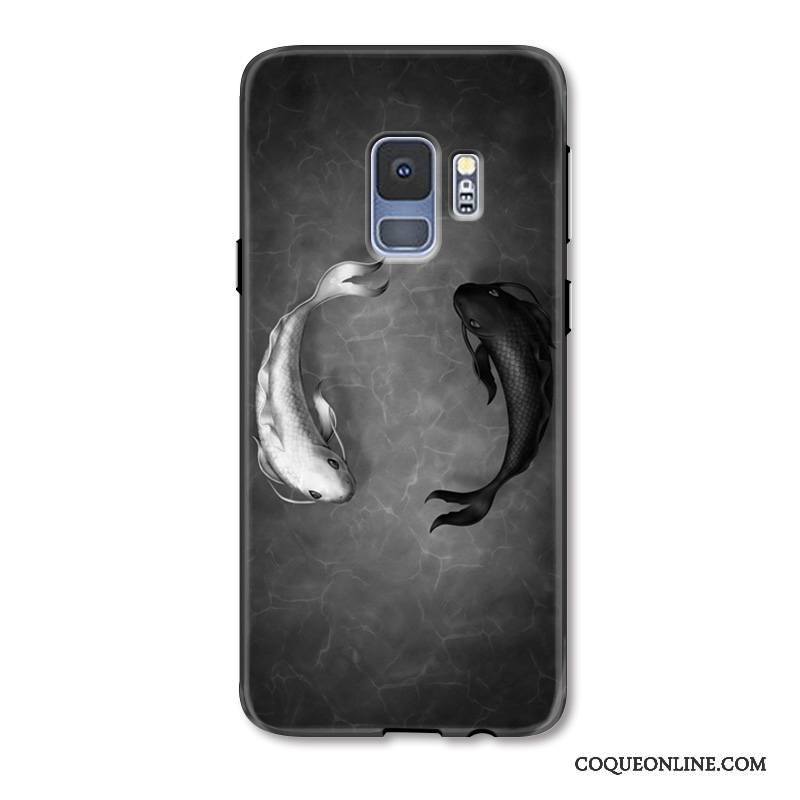 Samsung Galaxy S9+ Coque Incassable Style Chinois Personnalité Étoile Noir Protection Étui