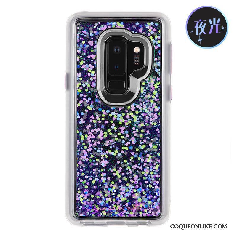 Samsung Galaxy S9 Coque Liquide Rose Étoile Incassable Tissu Étui Quicksand