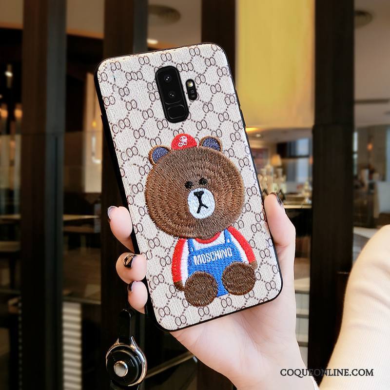 Samsung Galaxy S9+ Coque Ours Tout Compris Incassable Personnalité Rouge Broderie Étoile