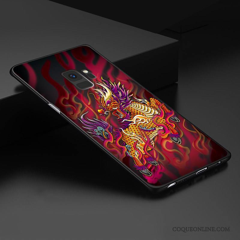 Samsung Galaxy S9+ Coque Personnalisé Étui Tout Compris Dimensionnel Gaufrage Style Chinois Protection