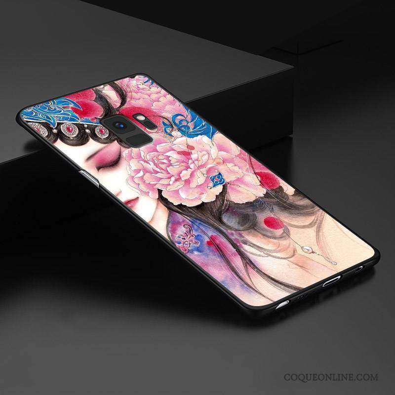 Samsung Galaxy S9+ Coque Personnalisé Étui Tout Compris Dimensionnel Gaufrage Style Chinois Protection