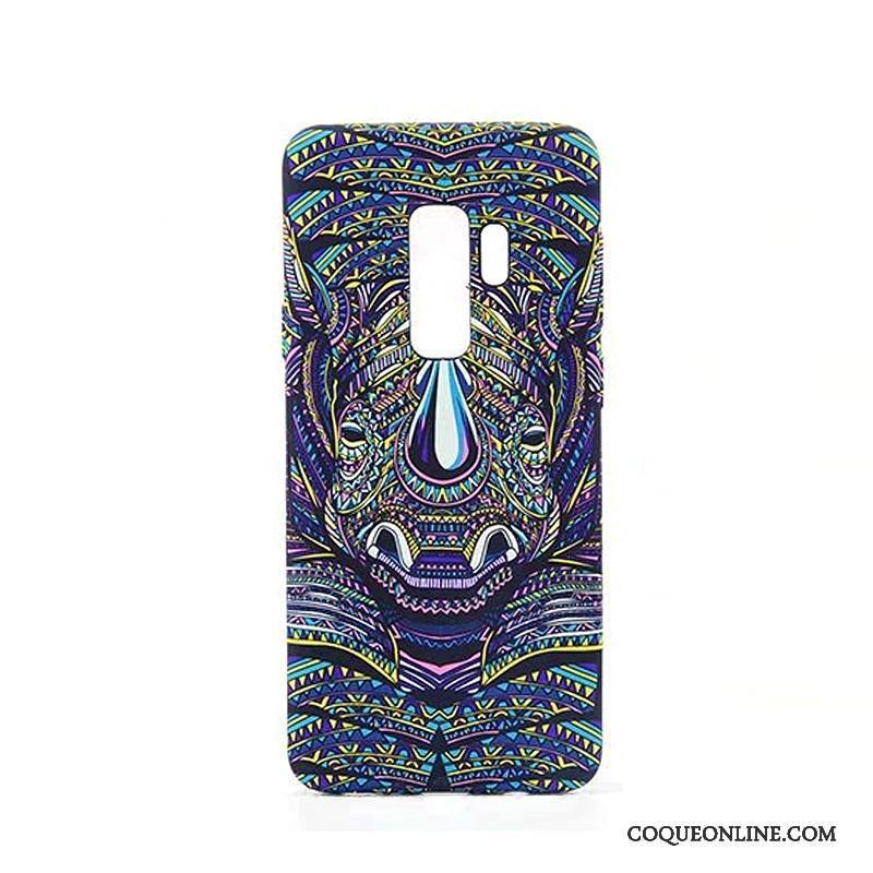 Samsung Galaxy S9+ Coque Protection Gaufrage Difficile Lumineuses Dessin Animé Bleu Fluide Doux