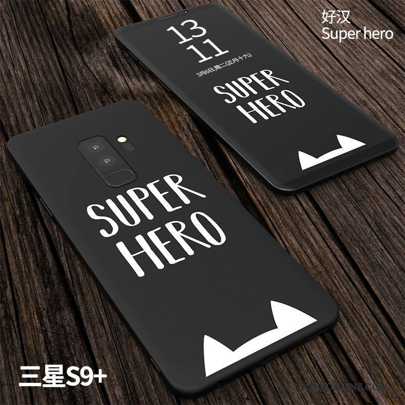 Samsung Galaxy S9+ Coque Protection Incassable Créatif Noir Silicone Étui Fluide Doux