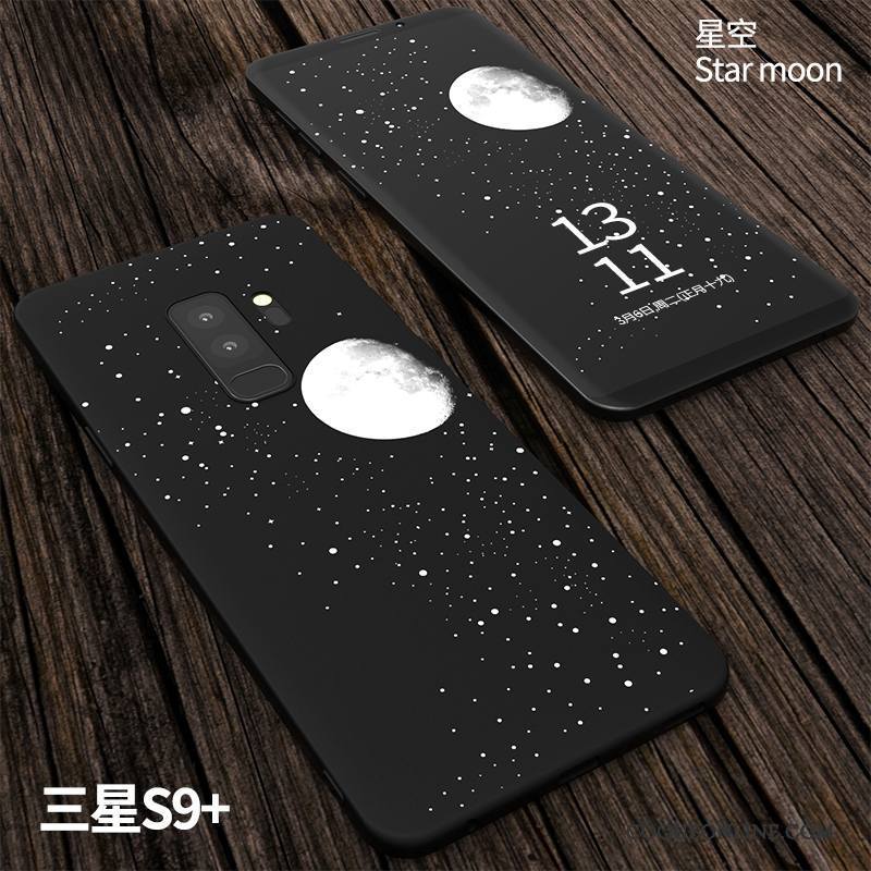 Samsung Galaxy S9+ Coque Protection Incassable Créatif Noir Silicone Étui Fluide Doux