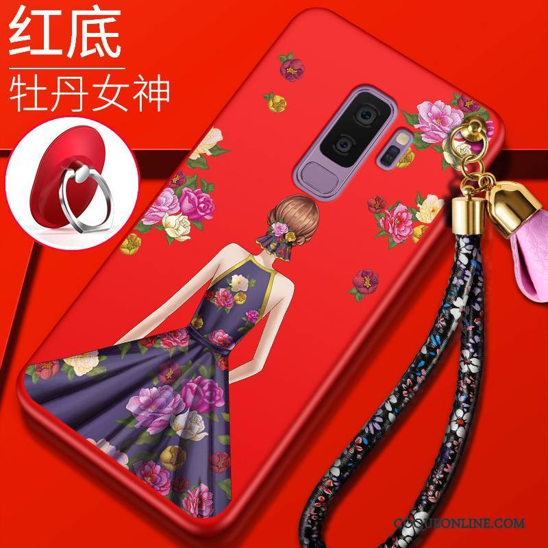 Samsung Galaxy S9+ Coque Protection Tendance De Téléphone Fluide Doux Rouge Silicone