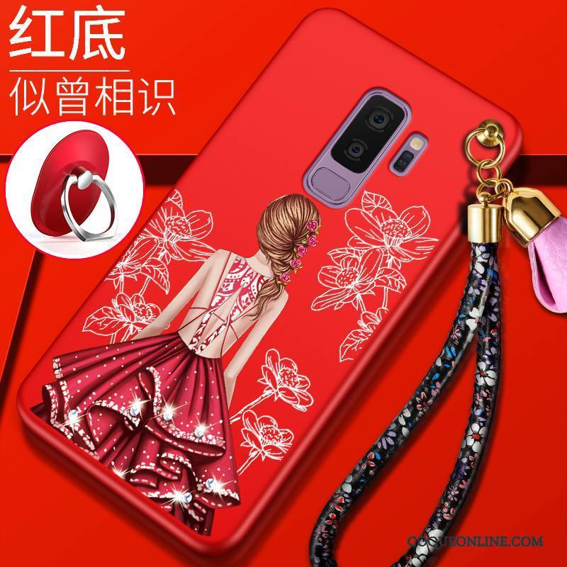 Samsung Galaxy S9+ Coque Protection Tendance De Téléphone Fluide Doux Rouge Silicone