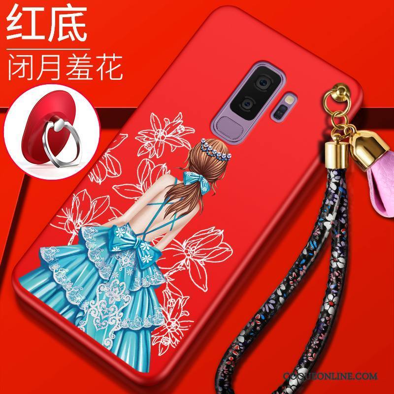 Samsung Galaxy S9+ Coque Protection Tendance De Téléphone Fluide Doux Rouge Silicone