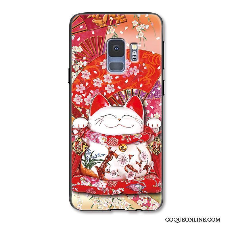 Samsung Galaxy S9 Coque Rouge Chat Incassable Protection Sakura De Fête Charmant