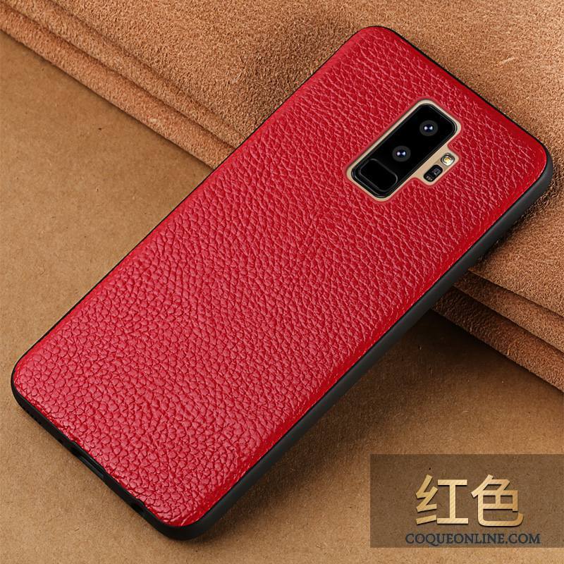 Samsung Galaxy S9+ Coque Rouge Tout Compris Très Mince Étui En Cuir Étoile Marque De Tendance Créatif